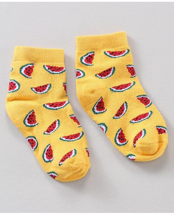 Cute Walk by Babyhug Anti Bacterial Ankle Length Socks Watermelon Print Set Of 7 - Multicolor