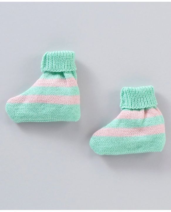 Babyhug Full Sleeves Striped Sweater Set - Green