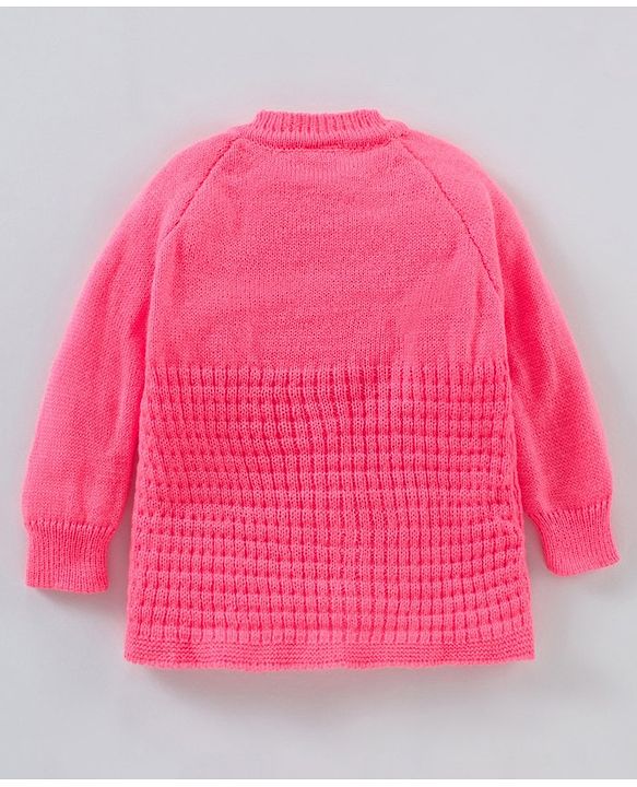 Babyhug Cotton Full Sleeves Solid Sweater Set - Dark Pink