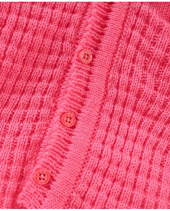 Babyhug Cotton Full Sleeves Solid Sweater Set - Dark Pink