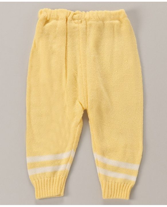 Babyhug Full Sleeves Cotton Sweater Set With Cap Stripes Design- Yellow