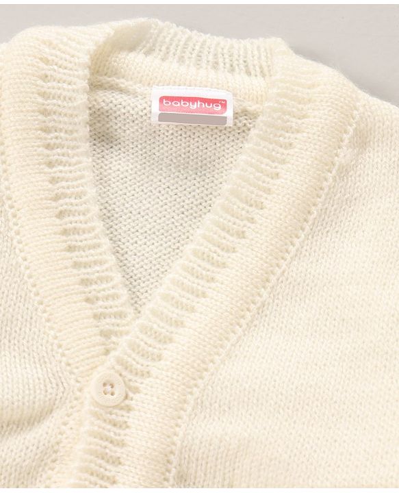 Babyhug Full Sleeves Cotton Sweater Set With Cap Stripes Design- Yellow