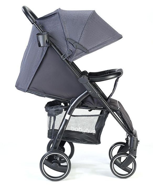 Babyhug Imperial Stroller With Foot Cover And Mosquito Net - Dark Grey| Reclining Backrest| Linked Rear Wheel Brake| Swivel Wheels with Lock| Storage Basket| Compact Fold| Adjustable Canopy