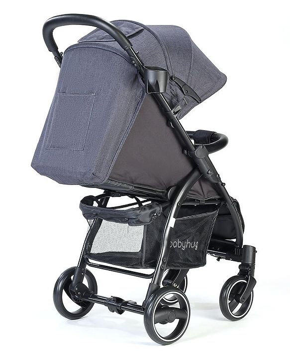 Babyhug Imperial Stroller With Foot Cover And Mosquito Net - Dark Grey| Reclining Backrest| Linked Rear Wheel Brake| Swivel Wheels with Lock| Storage Basket| Compact Fold| Adjustable Canopy