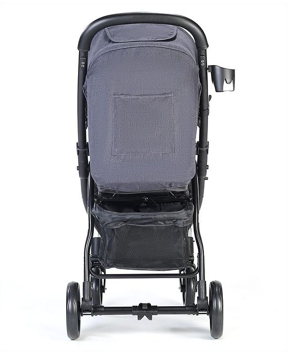 Babyhug Imperial Stroller With Foot Cover And Mosquito Net - Dark Grey| Reclining Backrest| Linked Rear Wheel Brake| Swivel Wheels with Lock| Storage Basket| Compact Fold| Adjustable Canopy