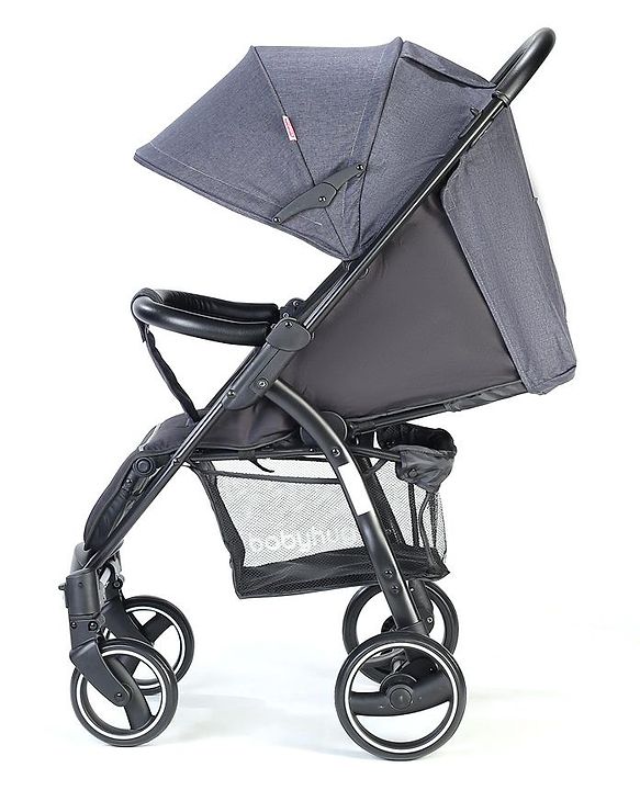 Babyhug Imperial Stroller With Foot Cover And Mosquito Net - Dark Grey| Reclining Backrest| Linked Rear Wheel Brake| Swivel Wheels with Lock| Storage Basket| Compact Fold| Adjustable Canopy
