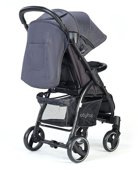 Babyhug Imperial Stroller With Foot Cover And Mosquito Net - Dark Grey| Reclining Backrest| Linked Rear Wheel Brake| Swivel Wheels with Lock| Storage Basket| Compact Fold| Adjustable Canopy