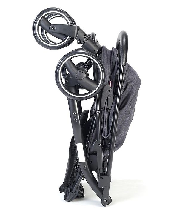 Babyhug Imperial Stroller With Foot Cover And Mosquito Net - Dark Grey| Reclining Backrest| Linked Rear Wheel Brake| Swivel Wheels with Lock| Storage Basket| Compact Fold| Adjustable Canopy