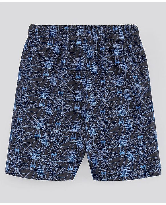 Pine Kids Bio-Washed Half Sleeves Cotton Shorts Set Marvel Spiderman Printed - Blue
