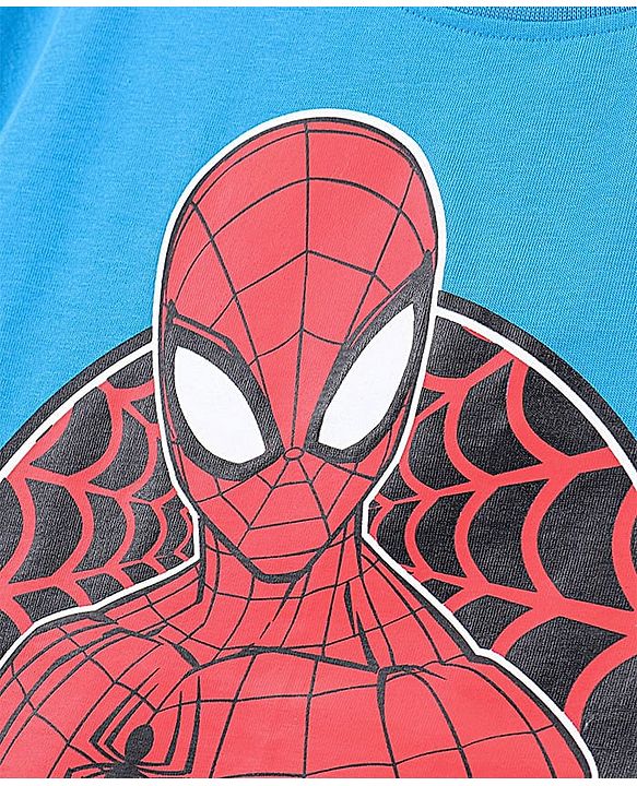 Pine Kids Bio-Washed Half Sleeves Cotton Shorts Set Marvel Spiderman Printed - Blue