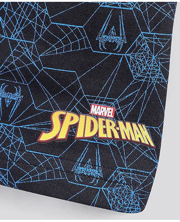 Pine Kids Bio-Washed Half Sleeves Cotton Shorts Set Marvel Spiderman Printed - Blue