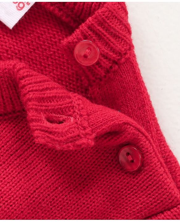Babyhug Full Sleeves Sweater Set Fair Isle Design- Red