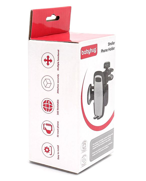 Babyhug Stroller Phone Holder - Black| Easy to Install| 360-Degree Rotatable