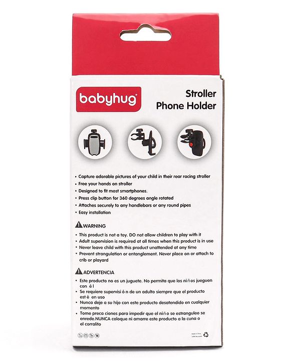 Babyhug Stroller Phone Holder - Black| Easy to Install| 360-Degree Rotatable
