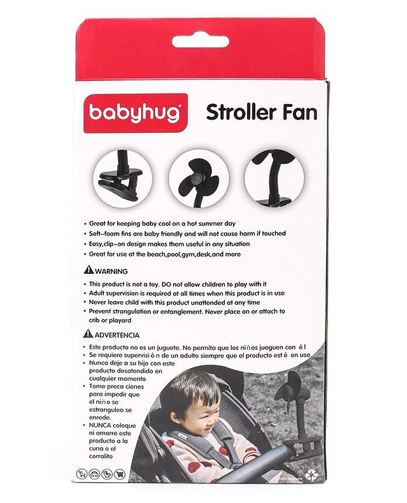 Babyhug Stroller Fan With Foam Blades - Black