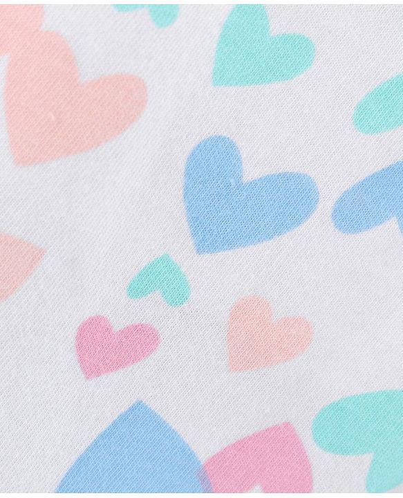 Babyhug Short Sleeves Nighty Heart Print - White