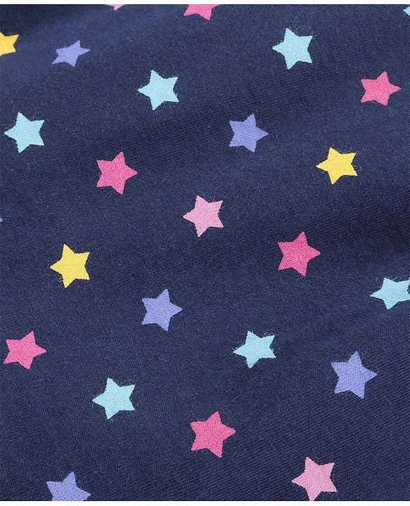 Babyhug Short Cap Sleeves Nighty Star Print - Blue