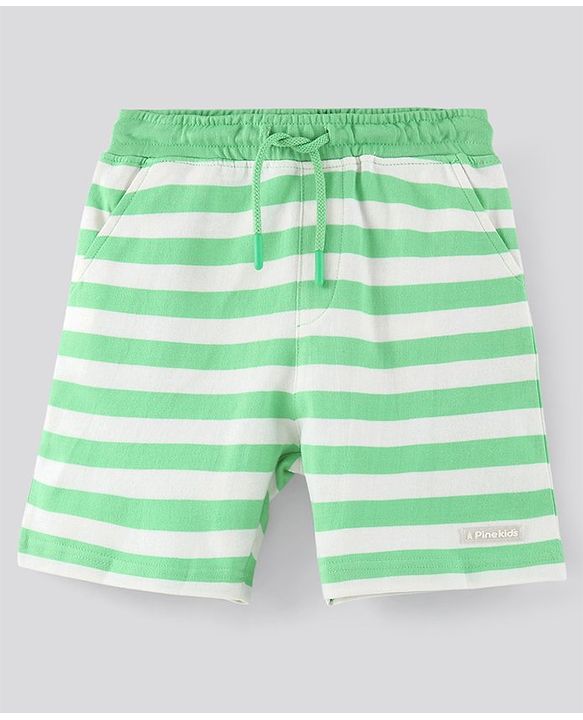 Pine Kids Biowashed Striped Shorts Pack of 2 - Green