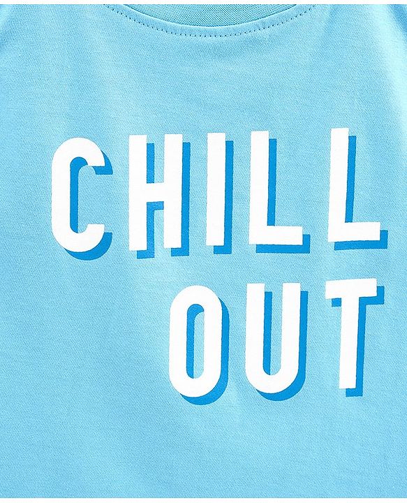 Pine Kids Sleeveless Bio Washed T-Shirt Chill Print - Blue