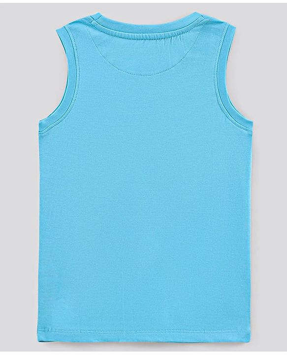 Pine Kids Sleeveless Tee With Globe Print - Blue