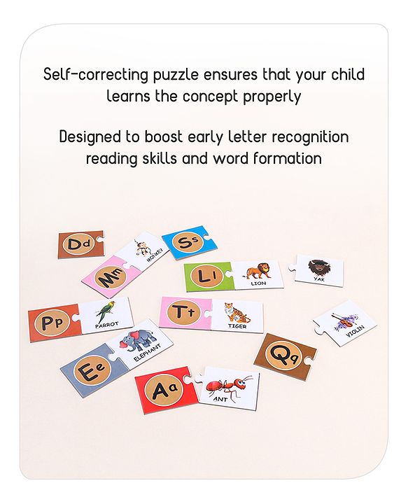 Babyhug 60 Pcs Colorful Match & Learn Capital and Small Alphabet Puzzle| 30 Puzzle Combination Montessori Learning and Educational Puzzle for 2-4 Years Kids| Pre-School and Early Learning Gifting Toy| BIS Certified