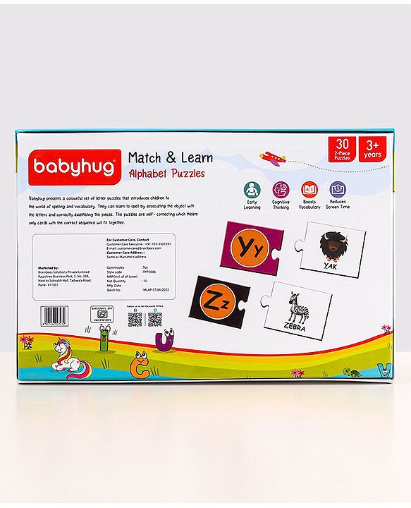 Babyhug 60 Pcs Colorful Match & Learn Capital and Small Alphabet Puzzle| 30 Puzzle Combination Montessori Learning and Educational Puzzle for 2-4 Years Kids| Pre-School and Early Learning Gifting Toy| BIS Certified
