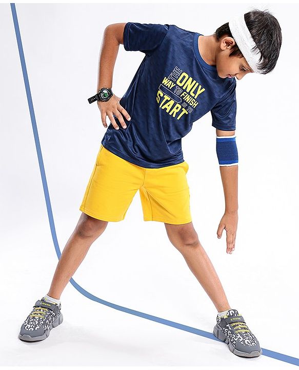 Pine Active Skin Friendly & Breathable Half Sleeves Sportswear T-Shirt - Navy Blue