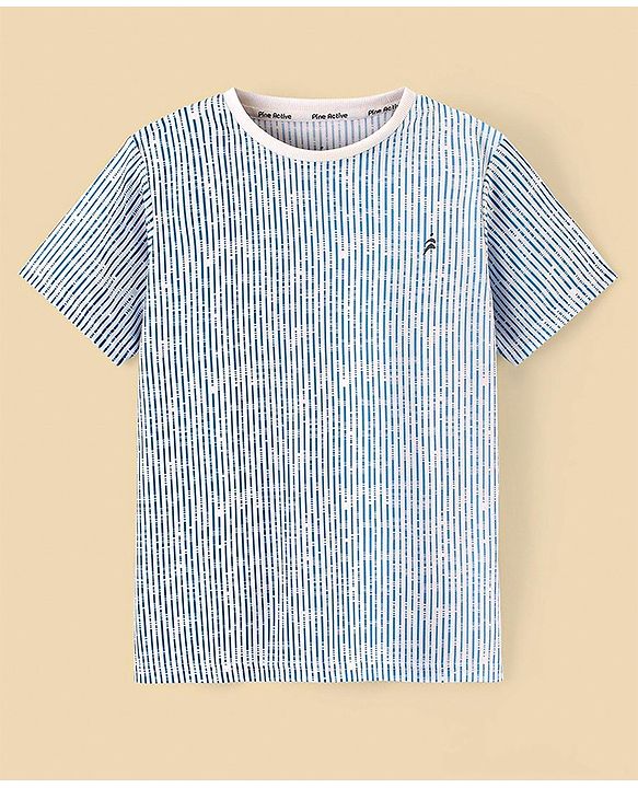 Pine Active Skin Friendly & Breathable Half Sleeves Sportswear T-Shirt- Blue & White