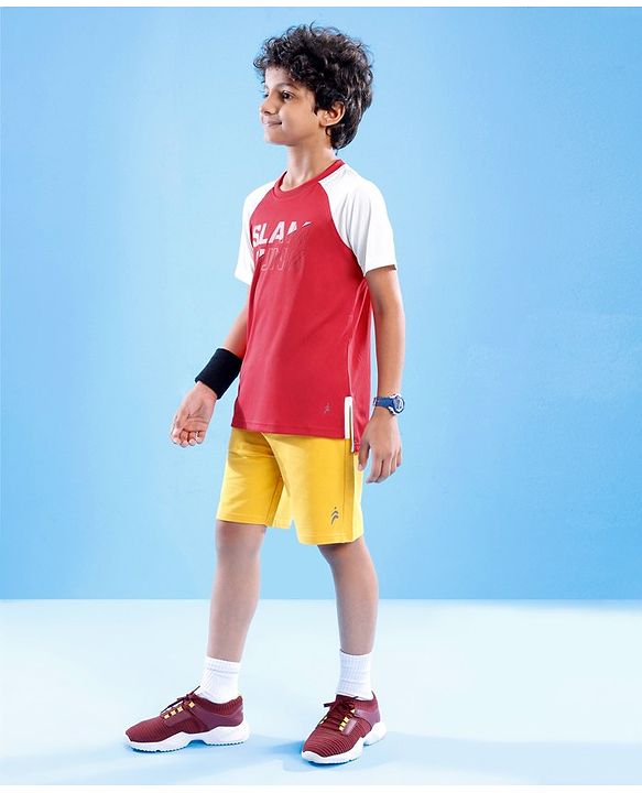 Pine Active Skin Friendly & Breathable Half Sleeves Sportswear T-Shirt - Red & White