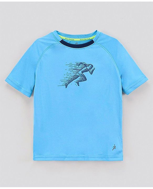 Pine Active Half Sleeves Athlete Print T Shirt - Blue