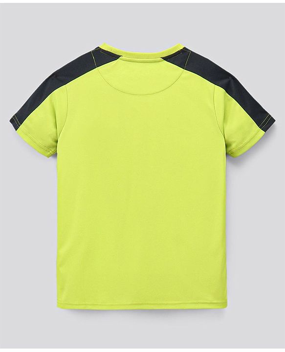 Pine Active Half Sleeves Text Print T Shirt - Green Black