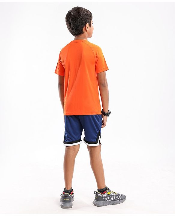 Pine Active Half Sleeves Tee Text Print - Orange
