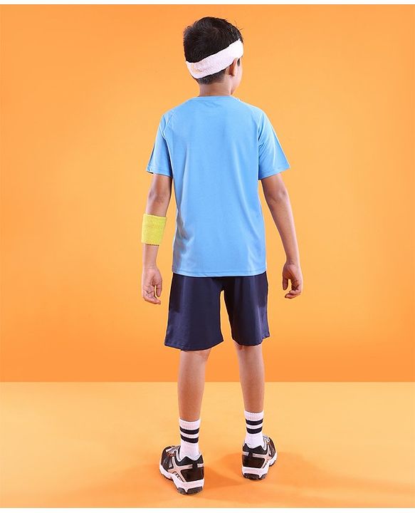 Pine Active Half Sleeves Text Print T Shirt - Blue