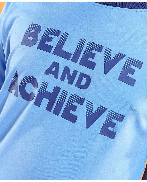 Pine Active Half Sleeves Text Print T Shirt - Blue