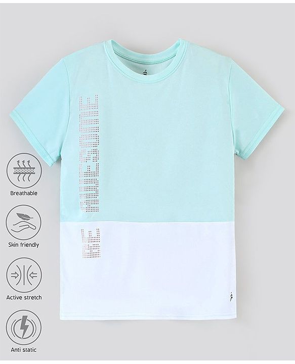 Pine Active Skin Friendly & Breathable Half Sleeves T-Shirt Text Print - Blue