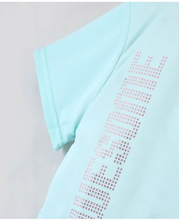 Pine Active Skin Friendly & Breathable Half Sleeves T-Shirt Text Print - Blue