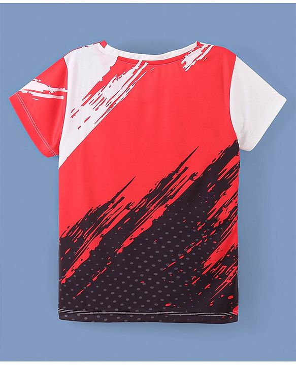 Pine Active Half Sleeves Sportswear T-Shirt Abstract Printed - Red