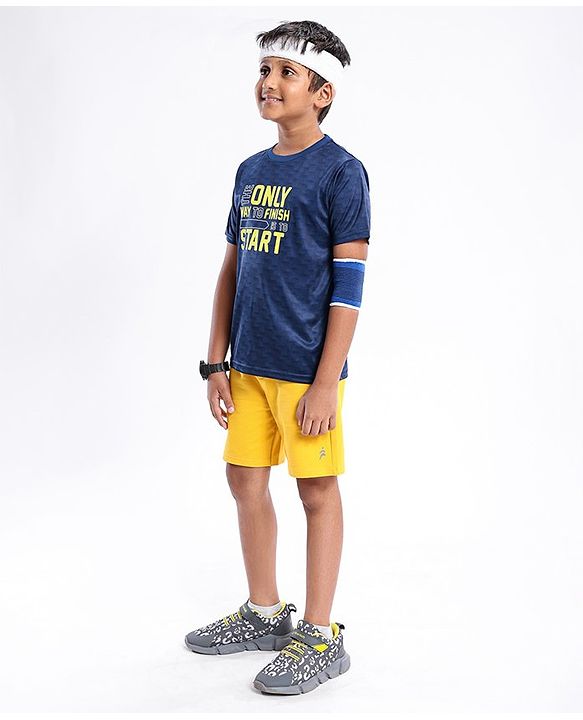 Pine Active Skin Friendly & Breathable Half Sleeves Sportswear T-Shirt - Navy Blue