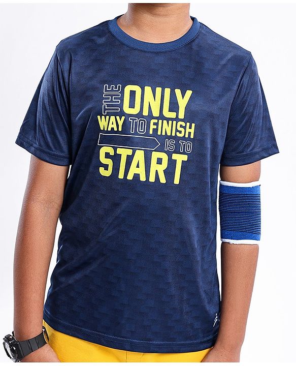 Pine Active Skin Friendly & Breathable Half Sleeves Sportswear T-Shirt - Navy Blue