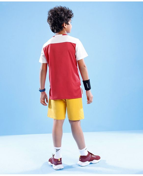 Pine Active Skin Friendly & Breathable Half Sleeves Sportswear T-Shirt - Red & White
