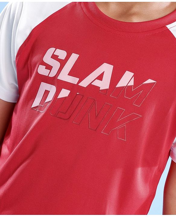 Pine Active Skin Friendly & Breathable Half Sleeves Sportswear T-Shirt - Red & White