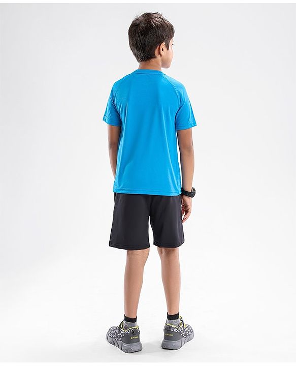 Pine Active Skin Friendly & Breathable Half Sleeves T-Shirt Text Printed - Blue