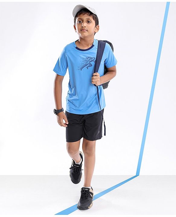 Pine Active Half Sleeves Athlete Print T Shirt - Blue