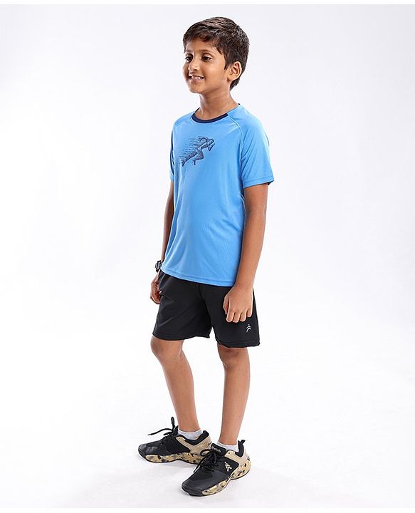 Pine Active Half Sleeves Athlete Print T Shirt - Blue