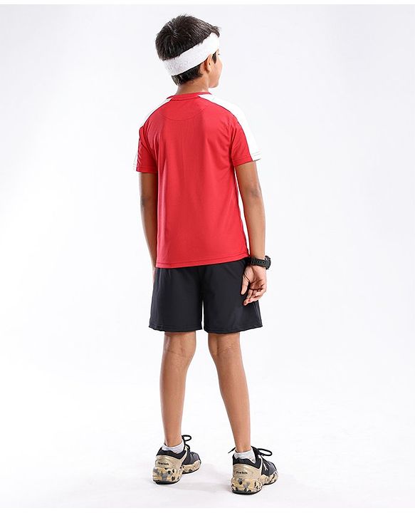 Pine Active Skin Friendly & Breathable Half Sleeves Text Print T Shirt - Red