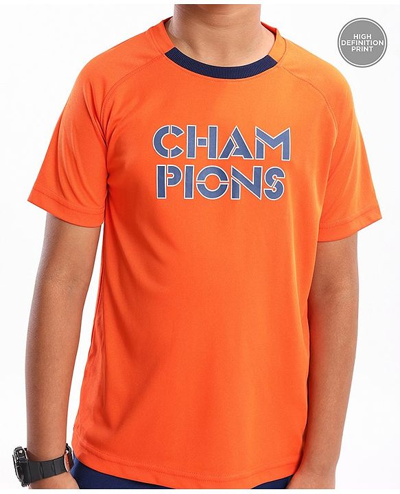 Pine Active Half Sleeves Tee Text Print - Orange