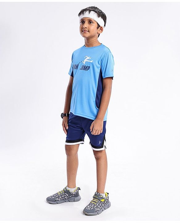Pine Active Skin Friendly & Breathable Half Sleeves Text Print T-Shirt - Blue