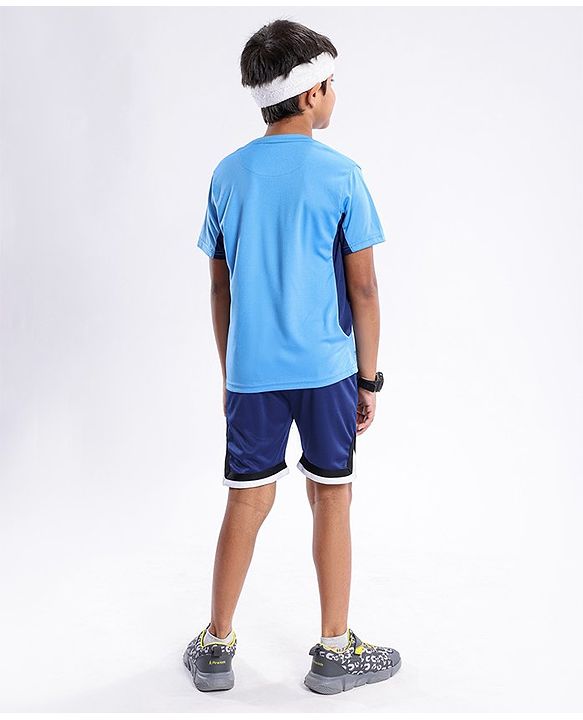 Pine Active Skin Friendly & Breathable Half Sleeves Text Print T-Shirt - Blue