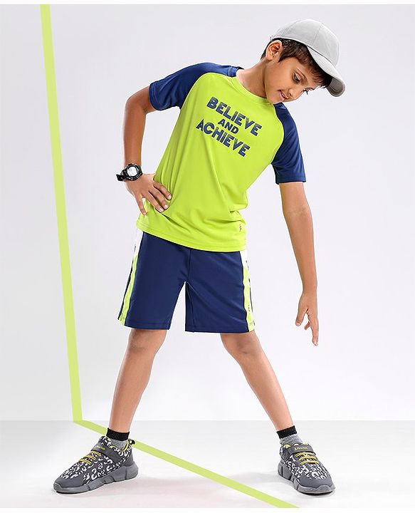 Pine Active Half Sleeves T-shirt with Text Print - Green