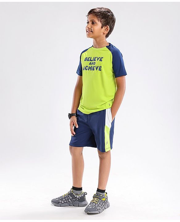 Pine Active Half Sleeves T-shirt with Text Print - Green